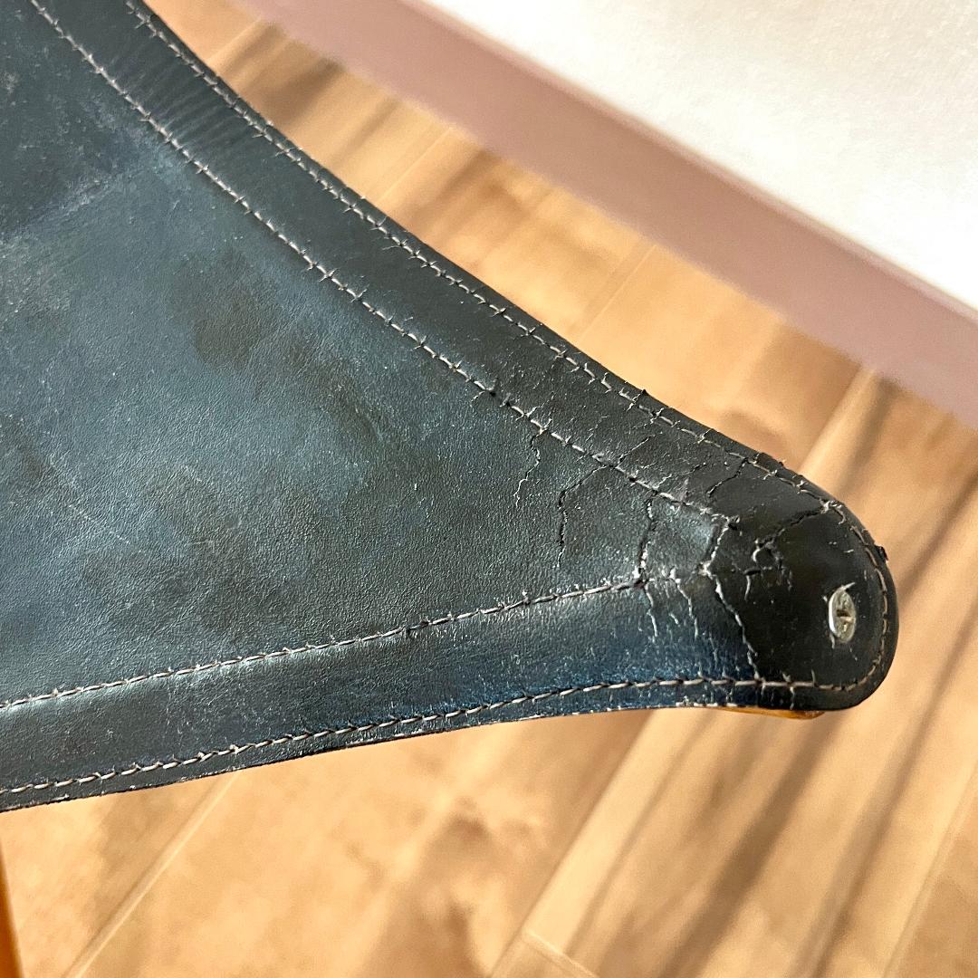 ハンティングチェア フランス製 ヴィンテージ レザースツール 折りたたみチェア