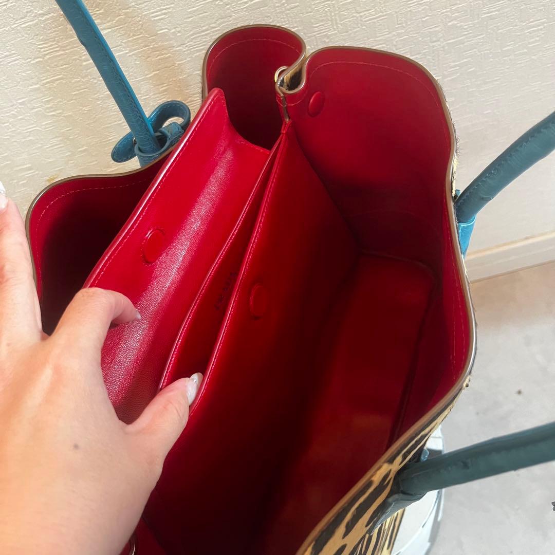 prada レオパード　豹　ハラコ　バッグ　レッド　ヘアカーフ　chieko+