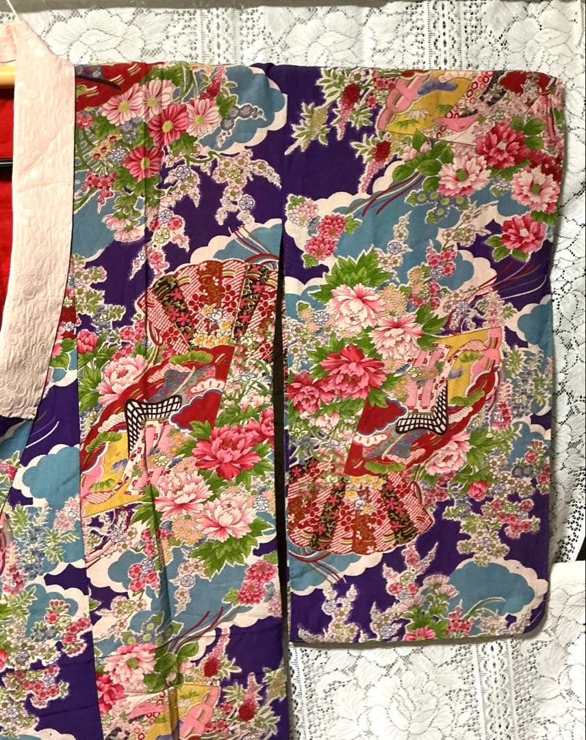 【アンティーク・大正ロマン】鮮やかな総柄の長襦袢　正絹　希少　A511