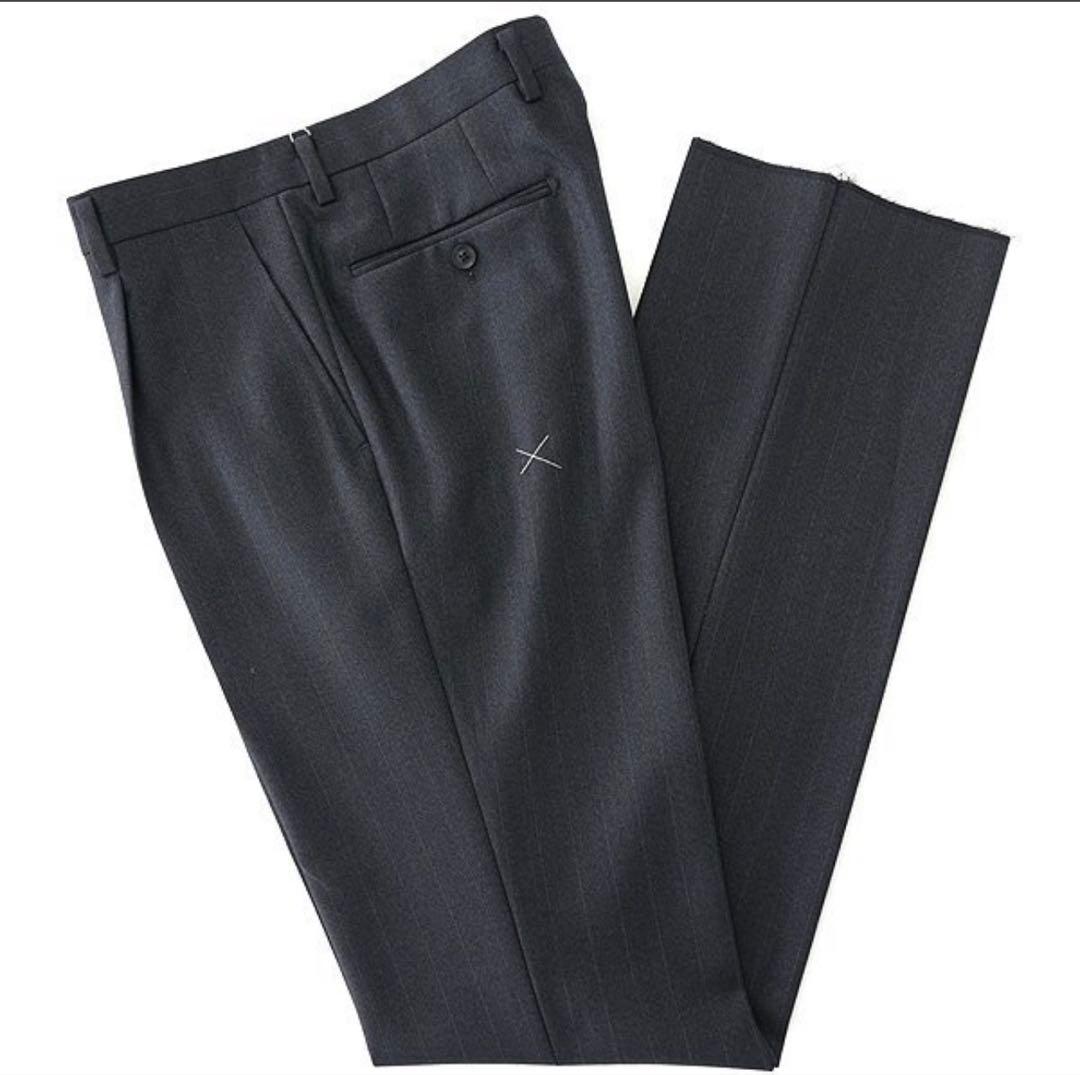 【新品】サヴィルロウ 英国 カルゼ ストライプ ダブル スーツ YA7 灰