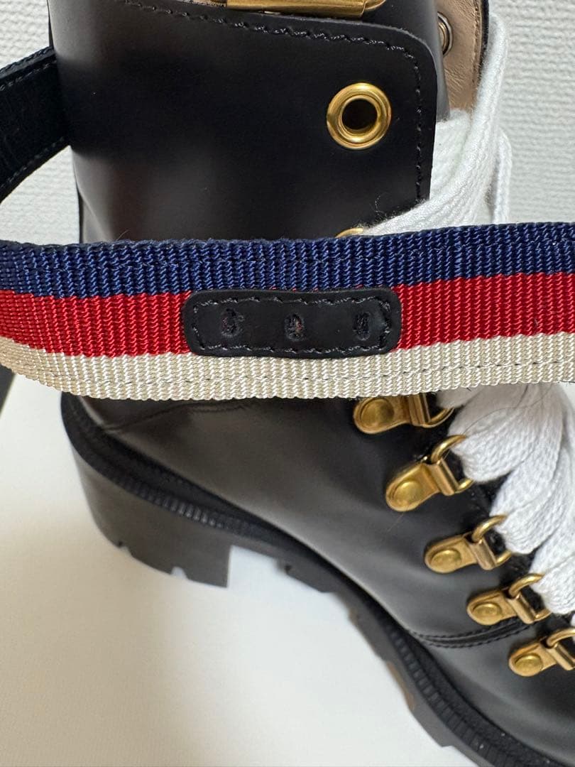 GUCCI グッチ　アンクルブーツ　レザー　シルヴィウェブ