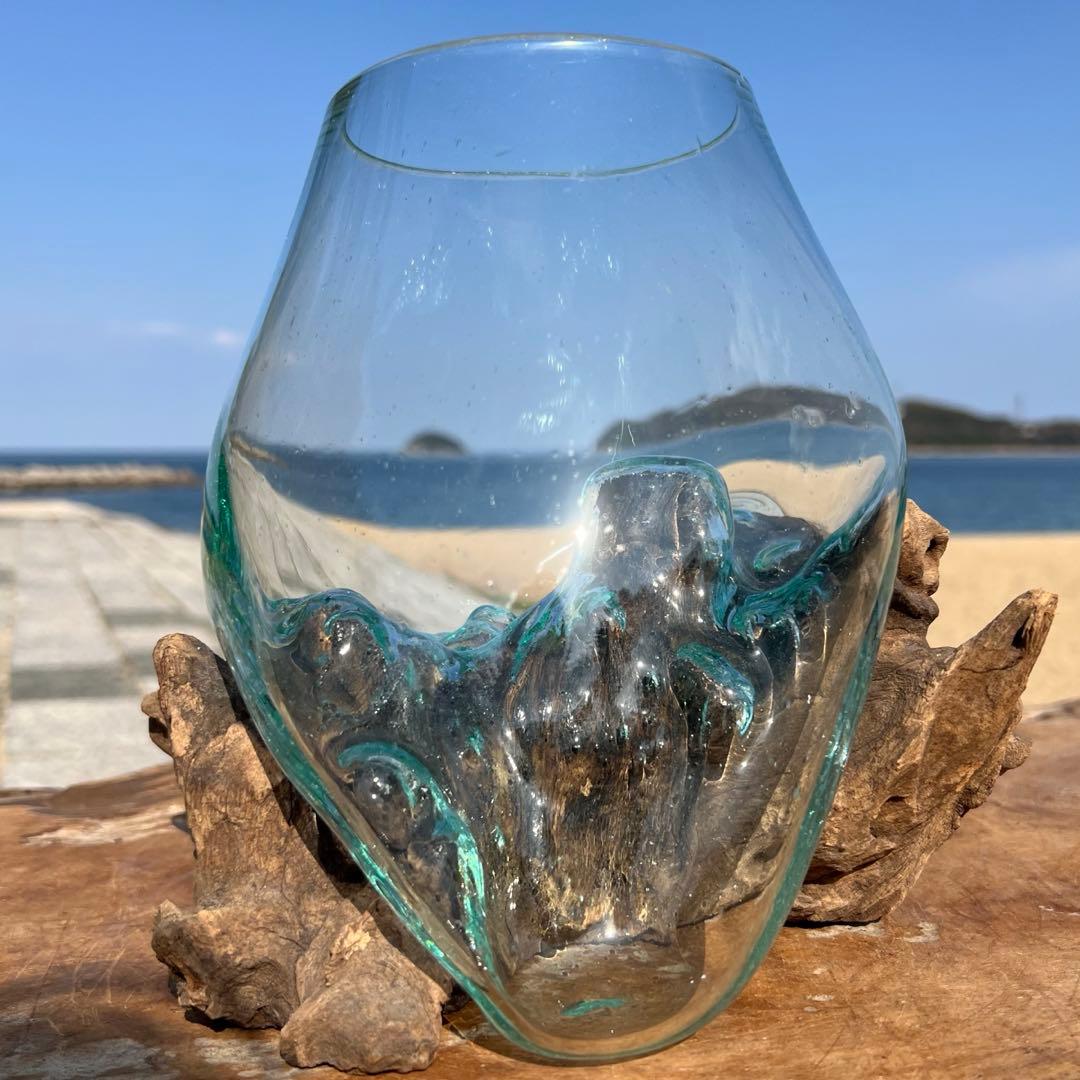 流木ガラスオブジェ大B 花瓶 金魚鉢 ガーデニング テラリウム 水槽 アート作品