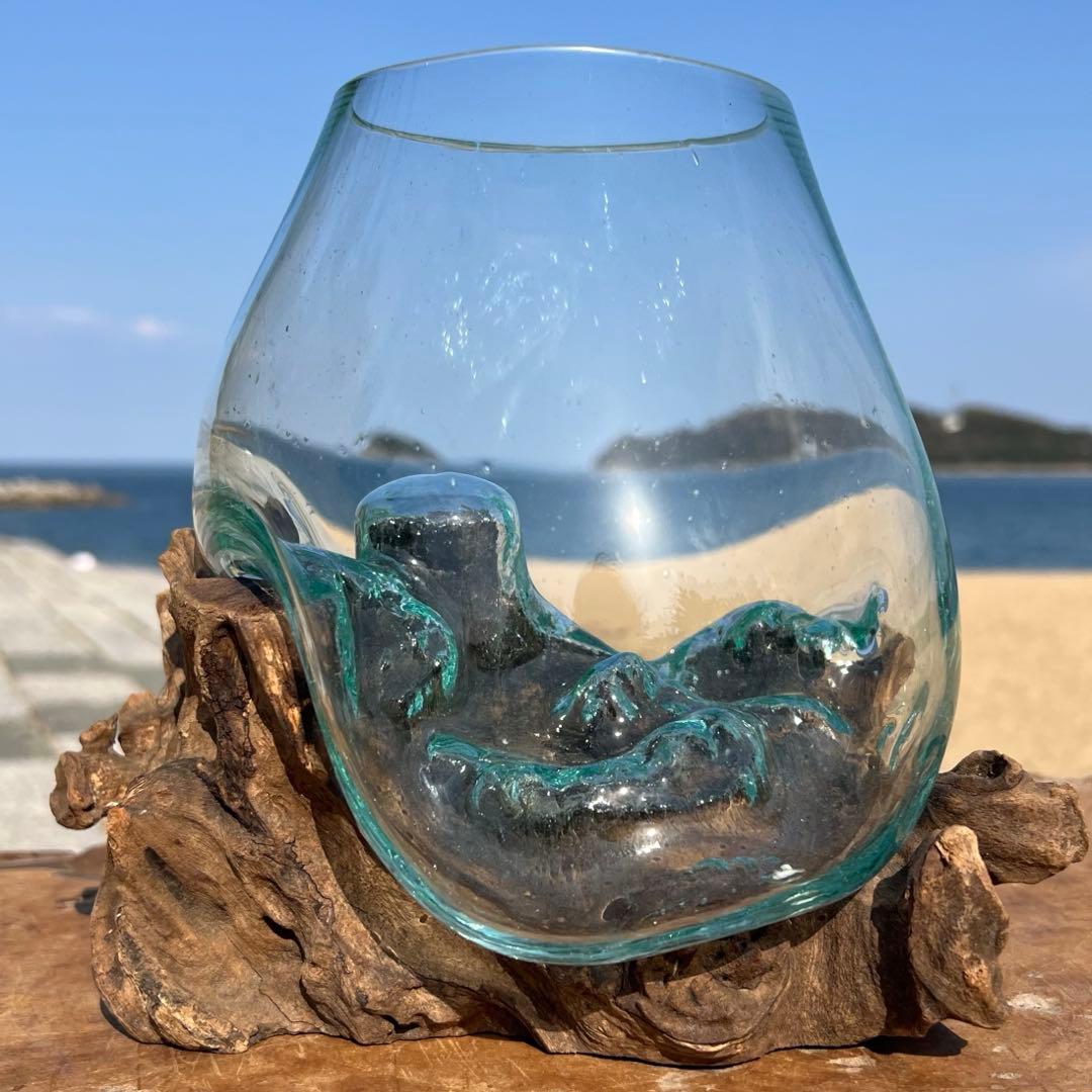 流木ガラスオブジェ大B 花瓶 金魚鉢 ガーデニング テラリウム 水槽 アート作品