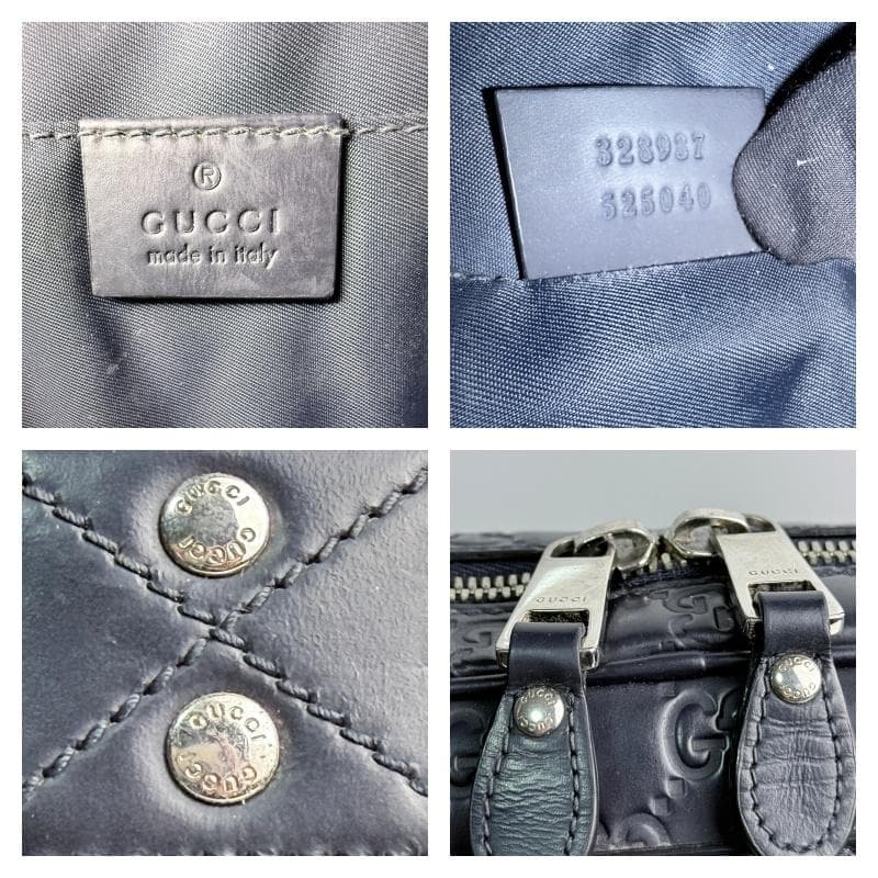 【美品】グッチ GGシマ ビジネスバッグ シェリーライン 濃紺