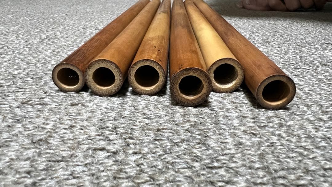 女竹 篠竹 竹材 篠笛 燻竹 素材6本セット 11番