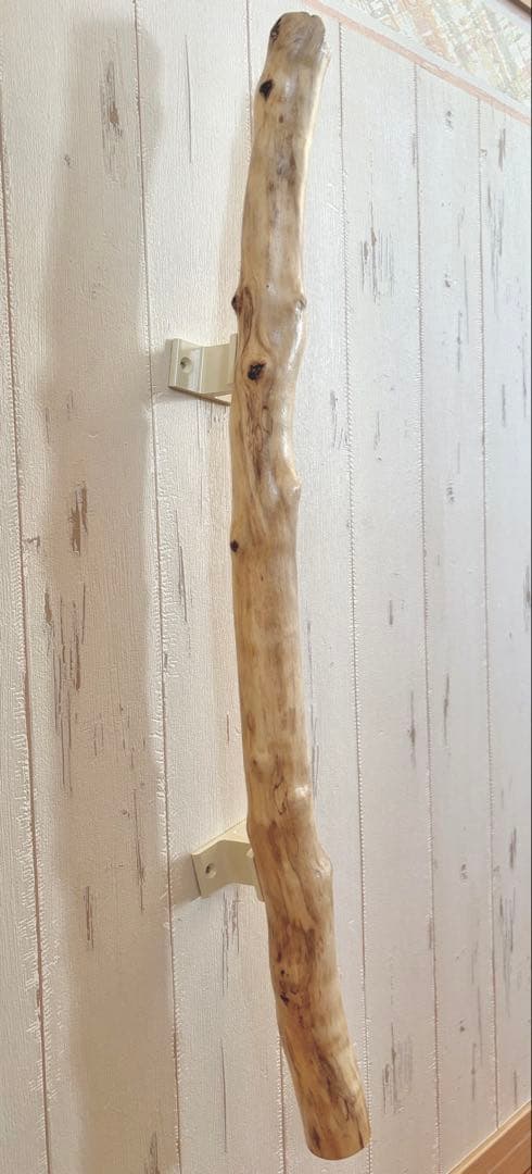 流木　ドアハンドル　ドアノブ　取手　長さ68cm　曲がり　白　#1