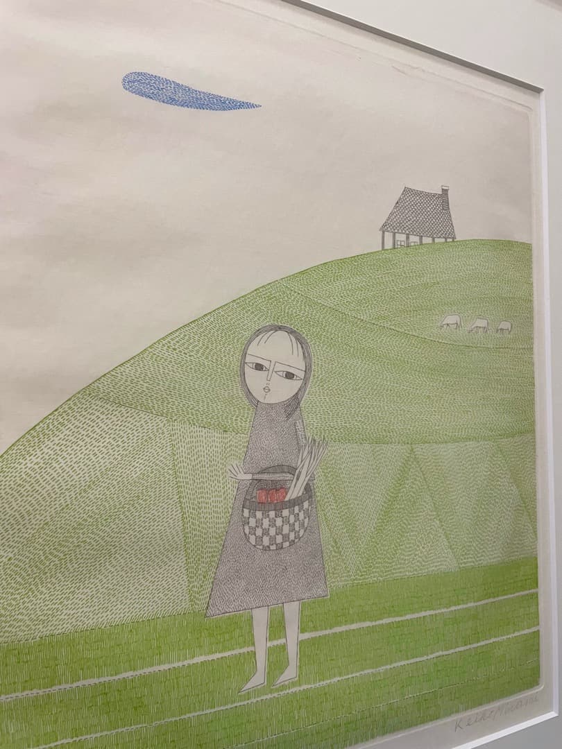 南 桂子 -KEIKO MINAMI-『少女と三匹の羊』1973年 銅版画