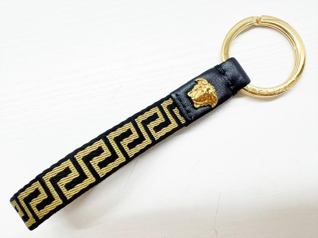 美品　ヴェルサーチ　メデューサ　グレカ　ナイロンキャンバス　キーリング