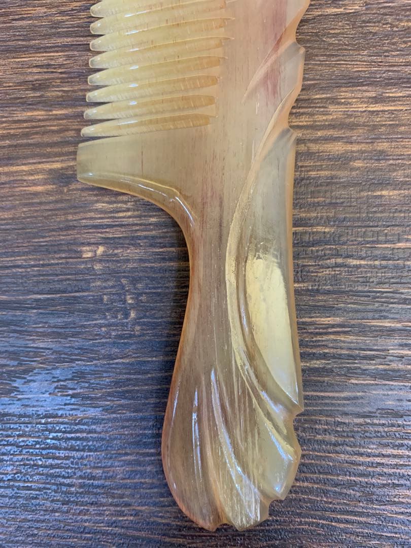 シープホーンコームポケットタイプ　ハンドル付き　天然角　羊角　ナチュラルホーン