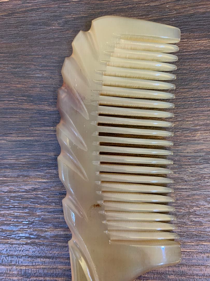 シープホーンコームポケットタイプ　ハンドル付き　天然角　羊角　ナチュラルホーン