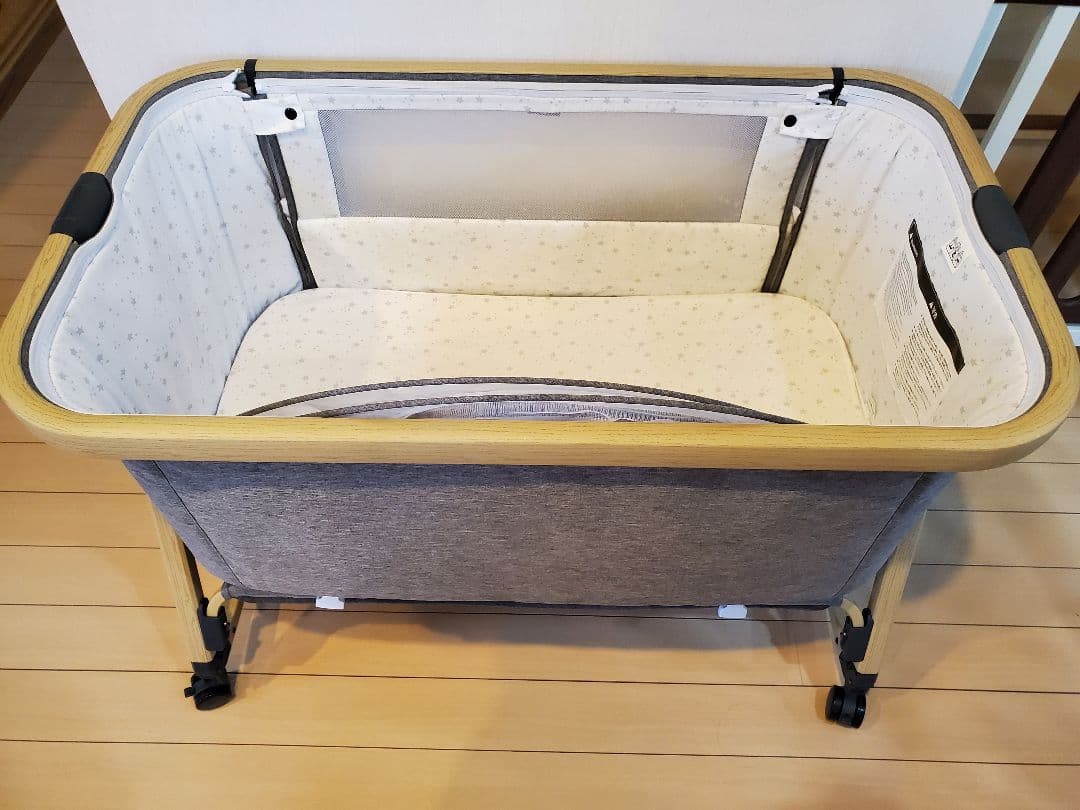 HZDMJ 2024新型ベビーベッド コンパクト　折りたたみ　グレー