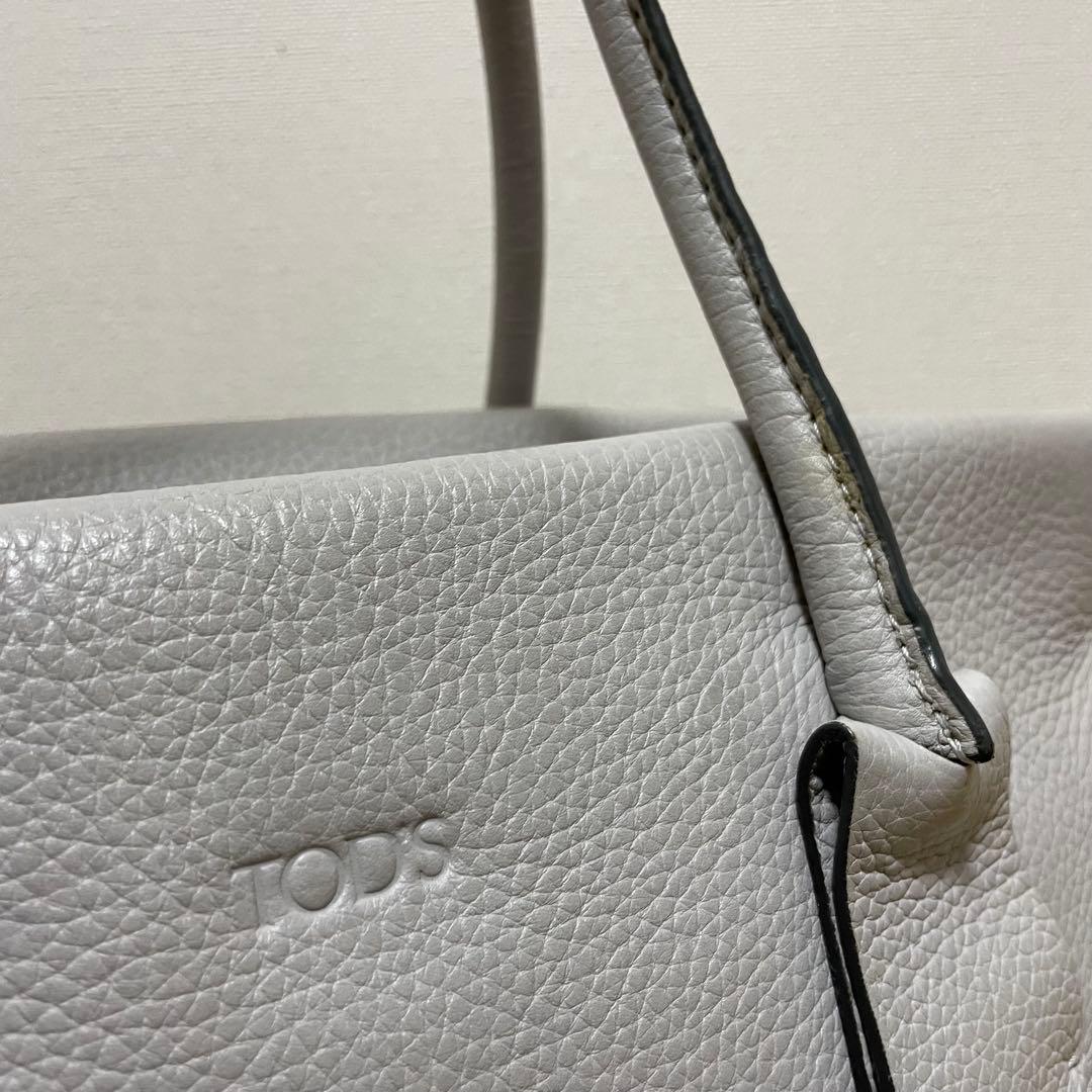 《美品》TOD’S （トッズ）レザー ハンドバッグ ライトグレー