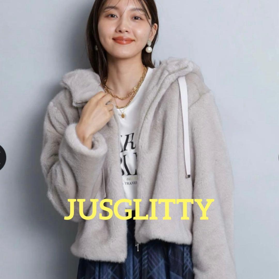 JUSGLITTY ダブルジップ ファーパーカー グレージュ M 美品