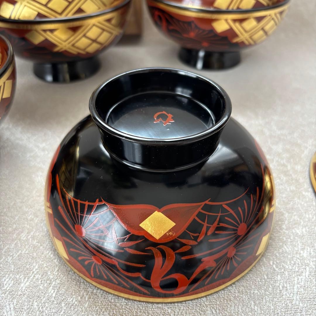 みちのくの御器 秀衡塗 翁知屋 お椀 5客セット 漆器 未使用品