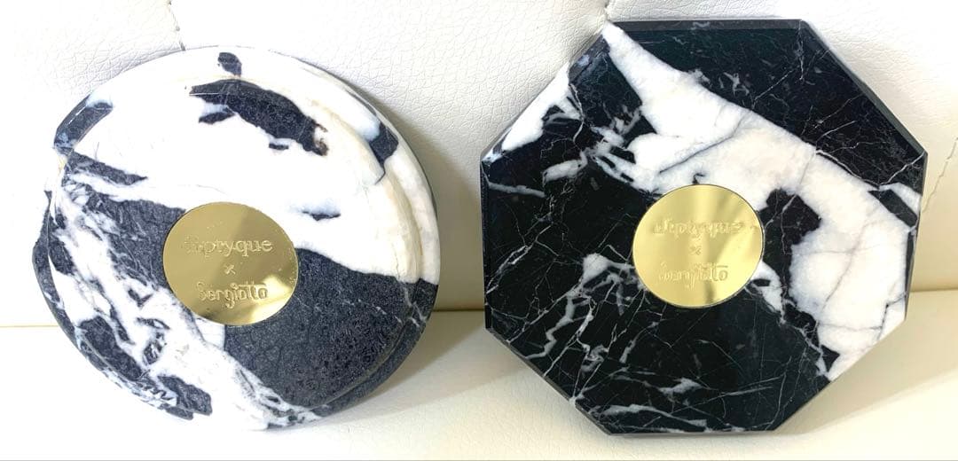 diptyque「アンティークマーブル　キャンドルリッド&スタンド」セット