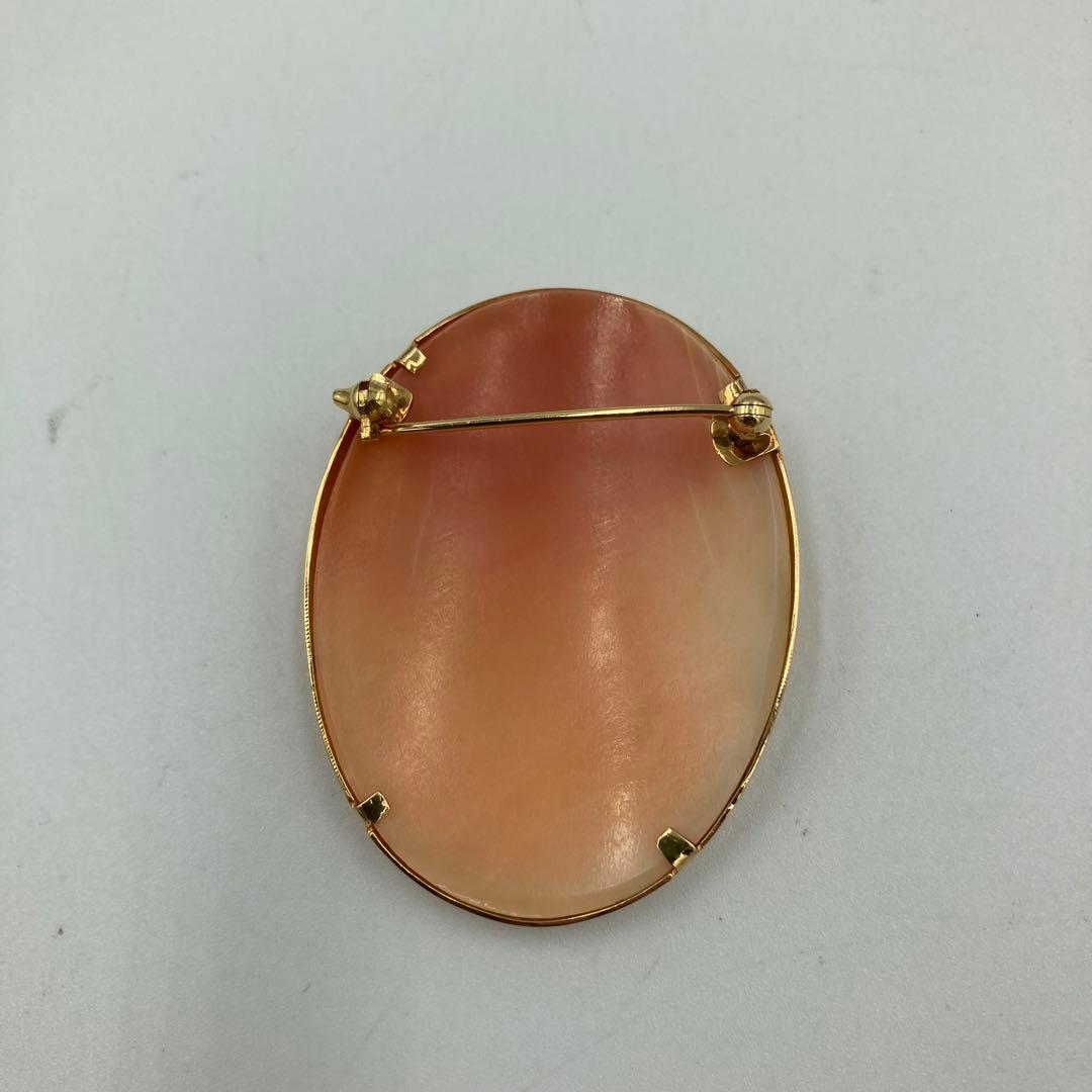 【5508】カメオシェルブローチ ペンダントヘッド　女性の横顔　18k部分有り