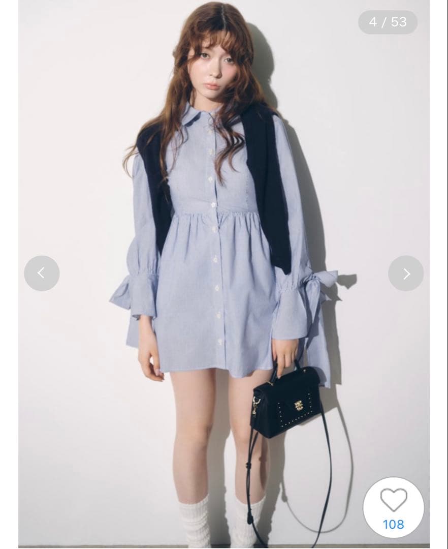 スナイデル　今期新作　ニットセットブローチ付きミニシャツワンピース