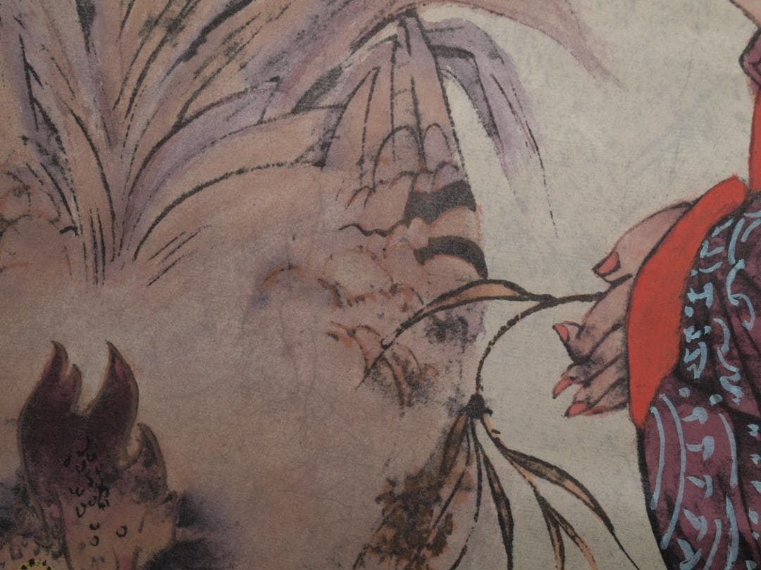 中国近代　潘功青作　肉筆絵　激安骨董品　掛け軸 古美術 AK2164A9-2