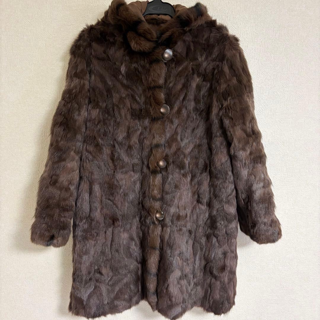 ロリス　リバーシブル フード付き　ファーコート