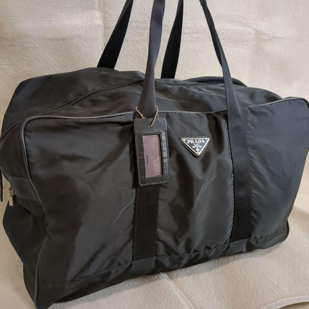 PRADA ボストンバッグ ブラック 三角ロゴ テスートナイロン 旅行バッグ