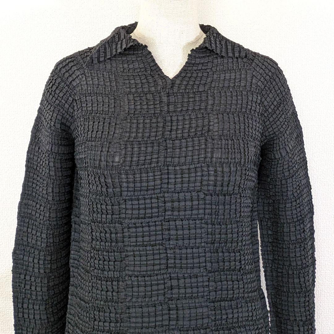 1997年　イッセイミヤケ　立体プリーツ　ハイネック　ブラウス　プリーツプリーズ