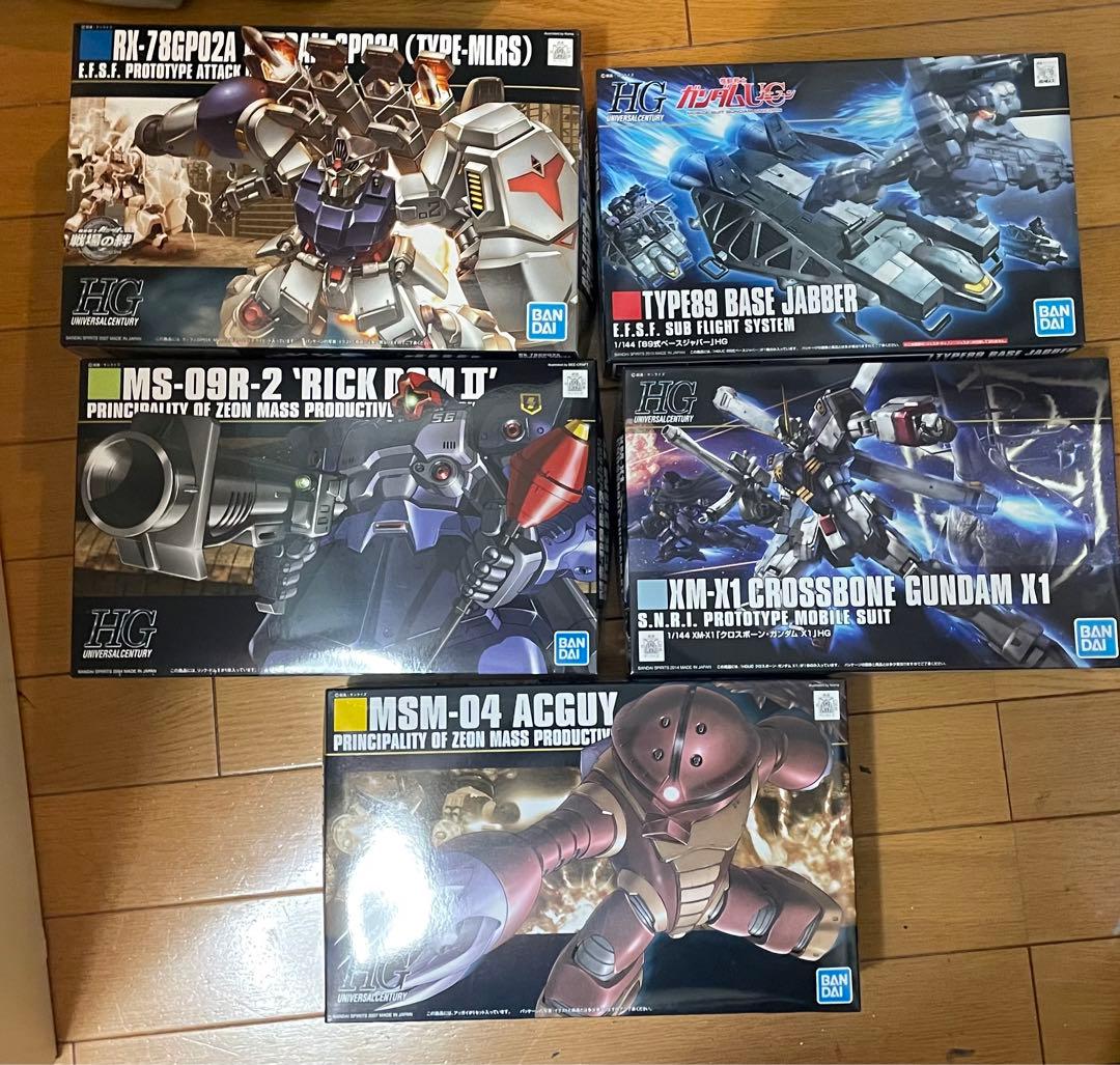 hguc まとめ売り　gp02 アッガイ　リックドムⅱ クロスボーンガンダム