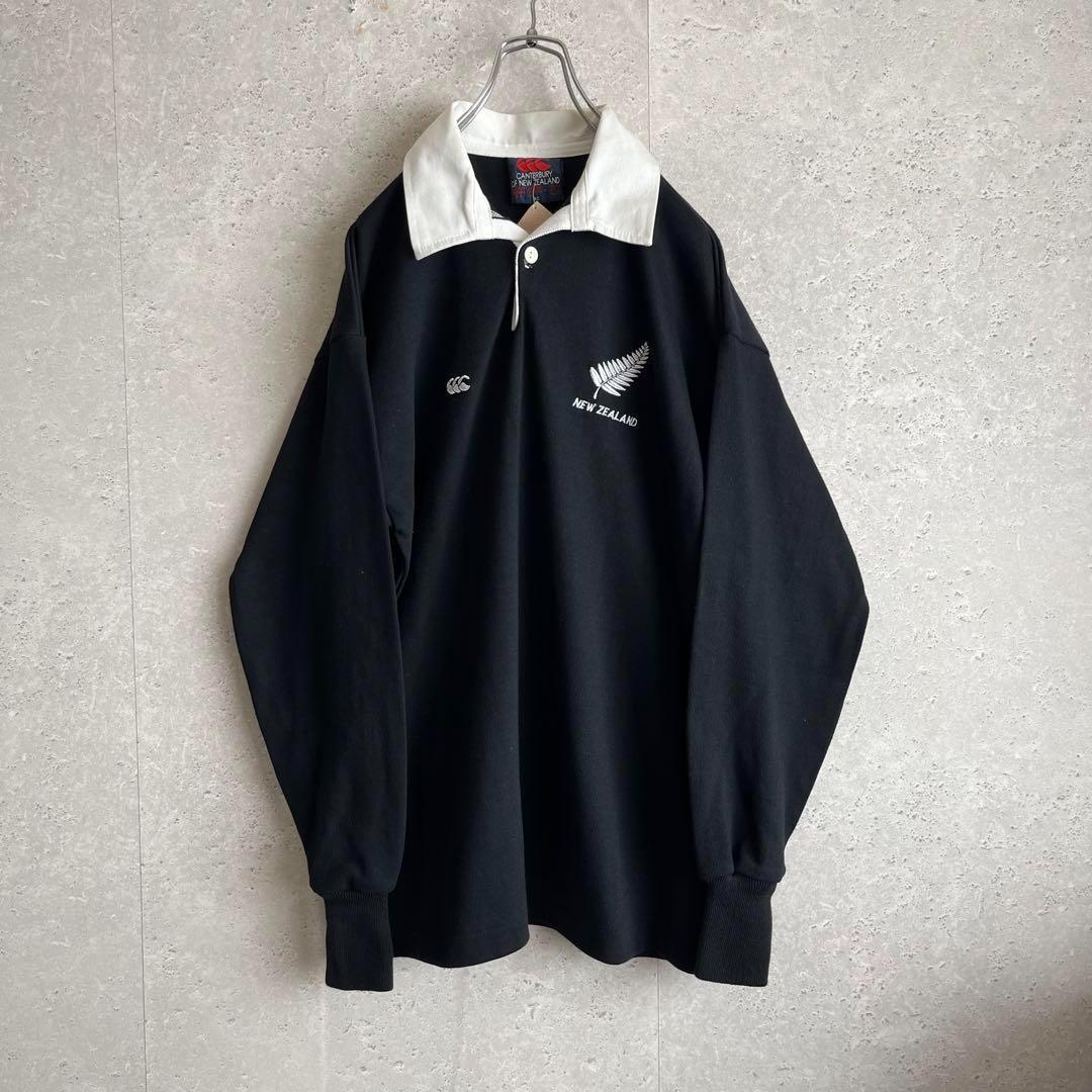 オールド デッドストック カンタベリー オールブラックス 長袖 ラガーシャツ