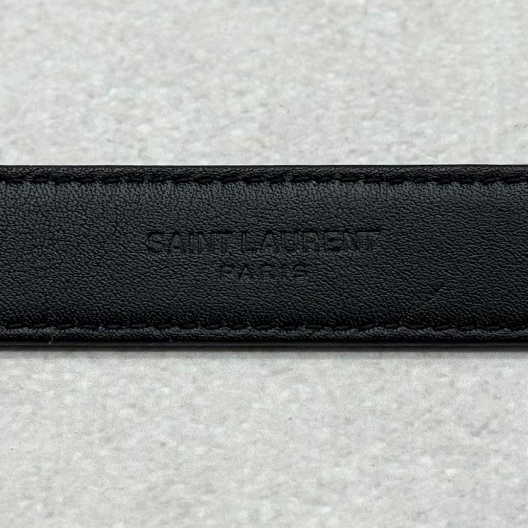 美品 サンローランパリ レザーベルト YSL ロゴデザイン ゴールド金具 黒