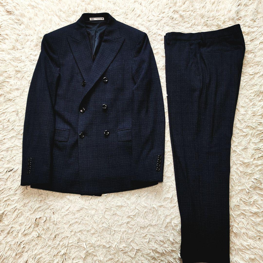 【専用】ZARA セットアップ スーツ ダブルブレスト ネイビー チェック