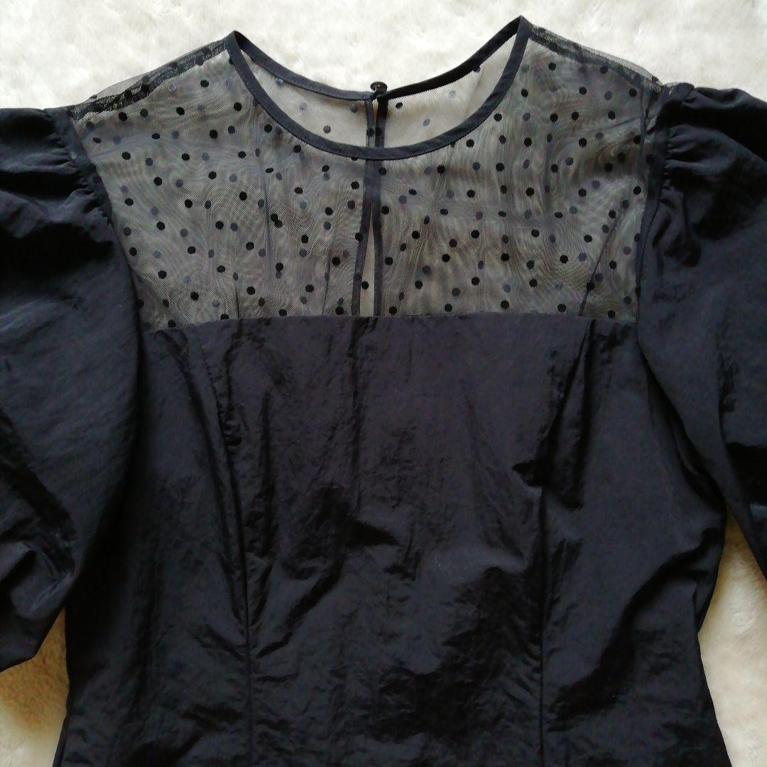 ANDRESD deccolete dot dress 結婚式 ワンピース