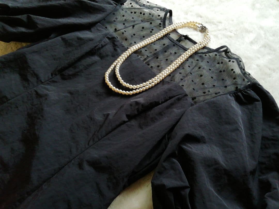 ANDRESD deccolete dot dress 結婚式 ワンピース