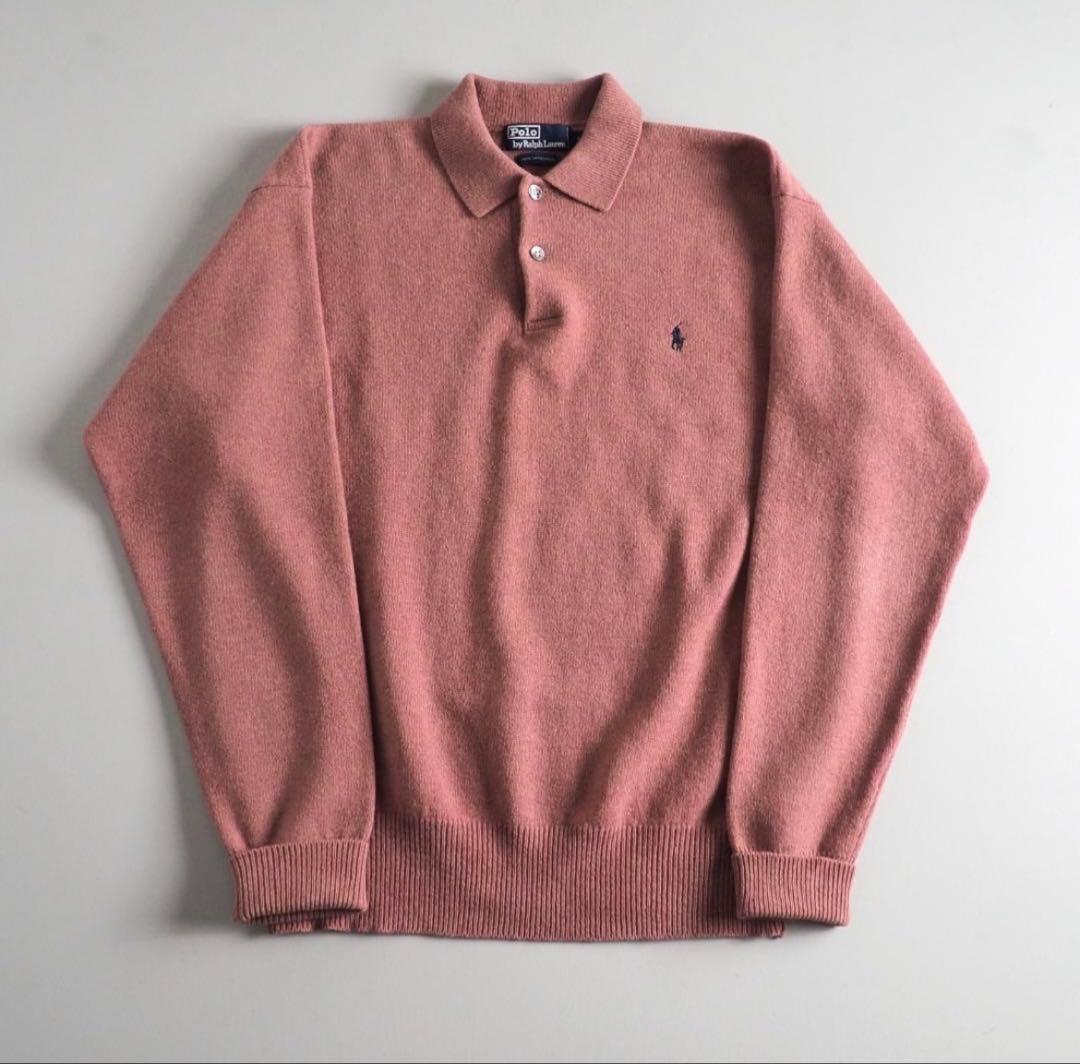 y*n様 90s ラルフローレン　ラムウール　ニット　ハーフボタン　ピンク　ポニ