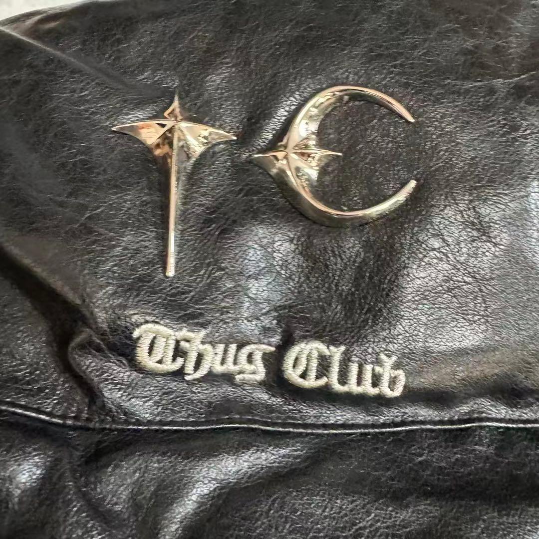 THUG CLUB サグクラブ レザー ダウンジャケット M n