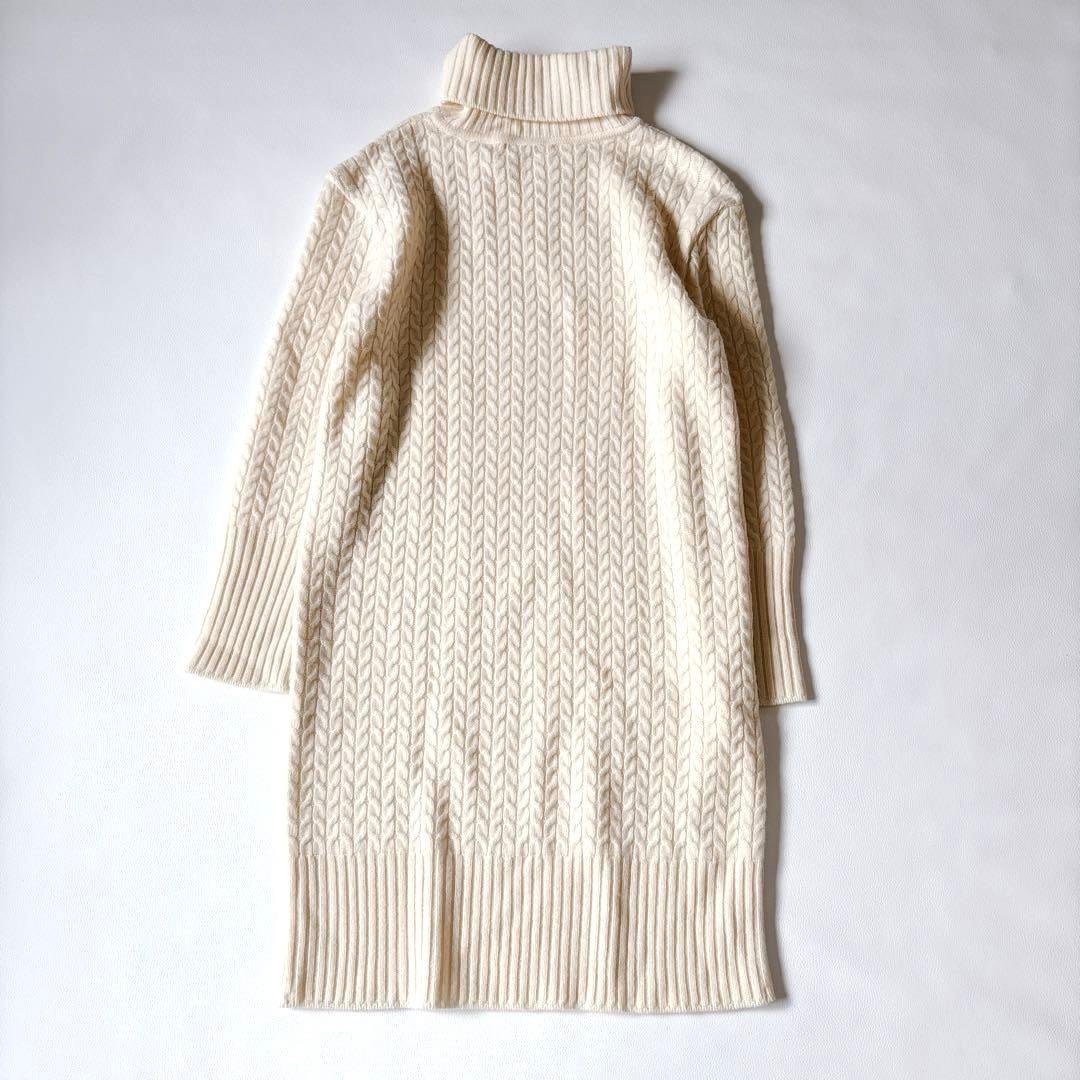 可愛い♡ルネ ウールカシミヤ ケーブルニットワンピース タートルネック リブ S