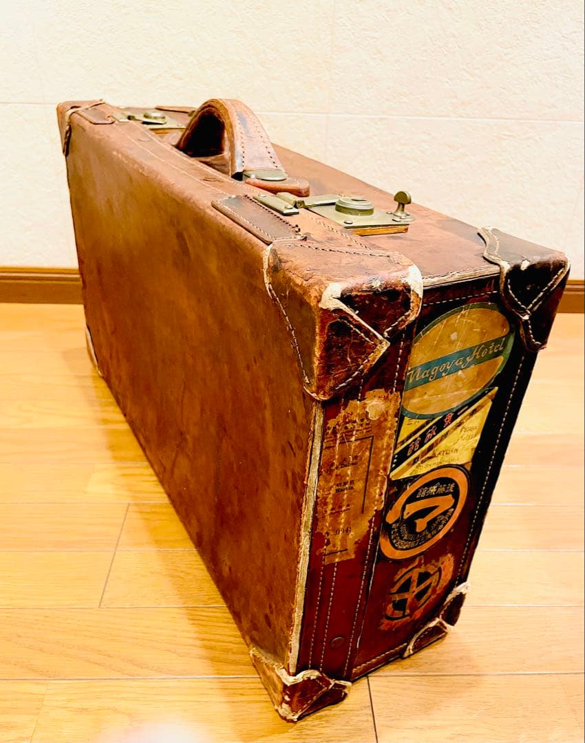 アンティークトランク 戦前品 満州国時代物 激レア 本革トランク