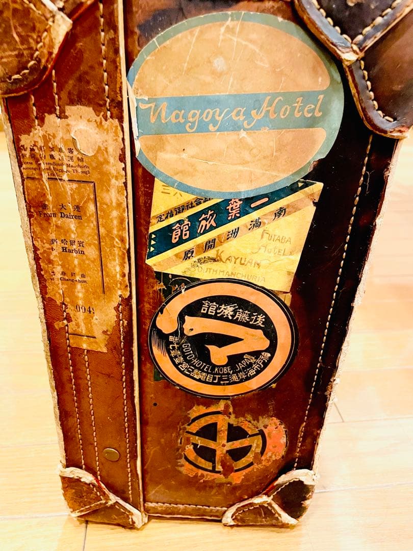 アンティークトランク 戦前品 満州国時代物 激レア 本革トランク