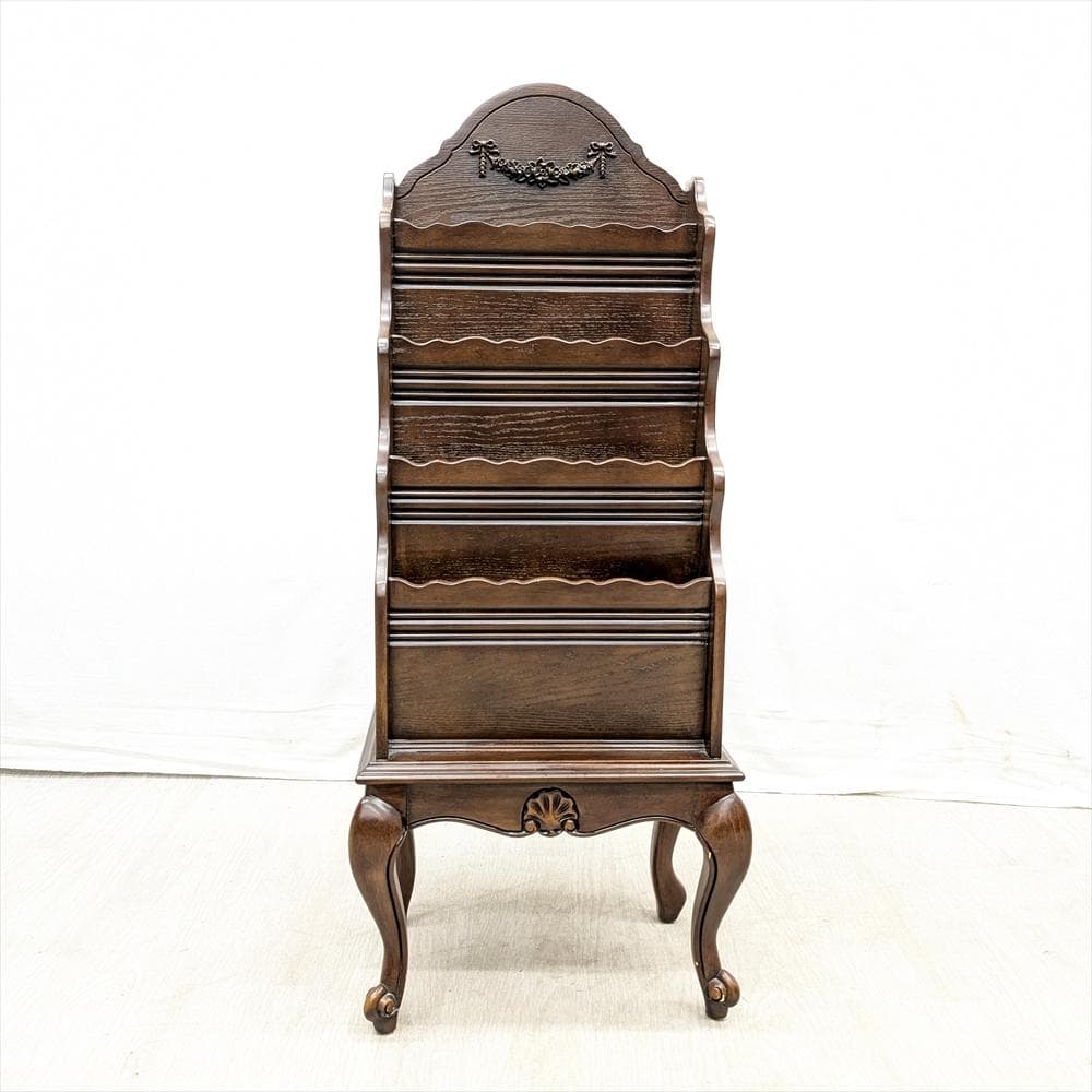 美品　アンティーク調　猫脚　マガジンラック　本棚　本箱　収納　整理　雑誌　新聞