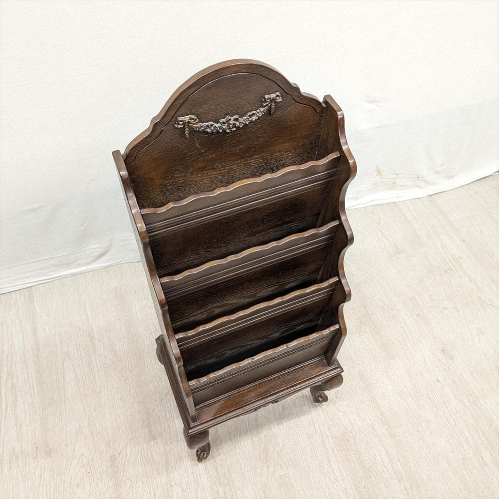 美品　アンティーク調　猫脚　マガジンラック　本棚　本箱　収納　整理　雑誌　新聞