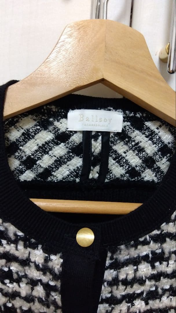 Ballsey ニットコンビツイード フレンチスリーブジレ　36（9号）