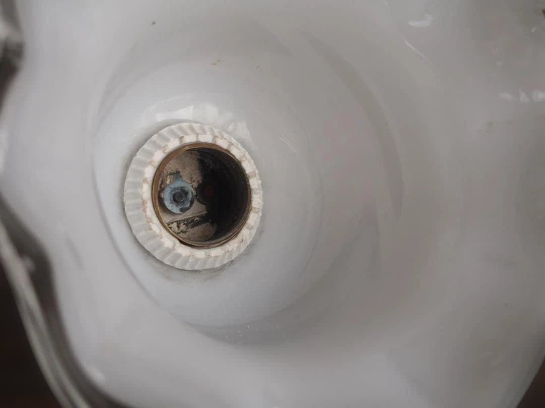 陶器アーム付ミルクガラスランプ パウダールーム アールデコデザイン/K311