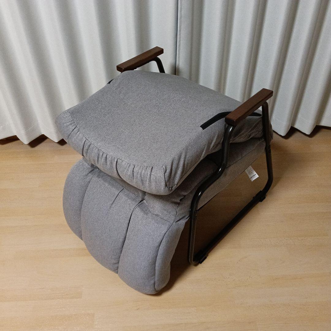 リクライニング機能付き　グレー　ソファ　一人掛けチェア