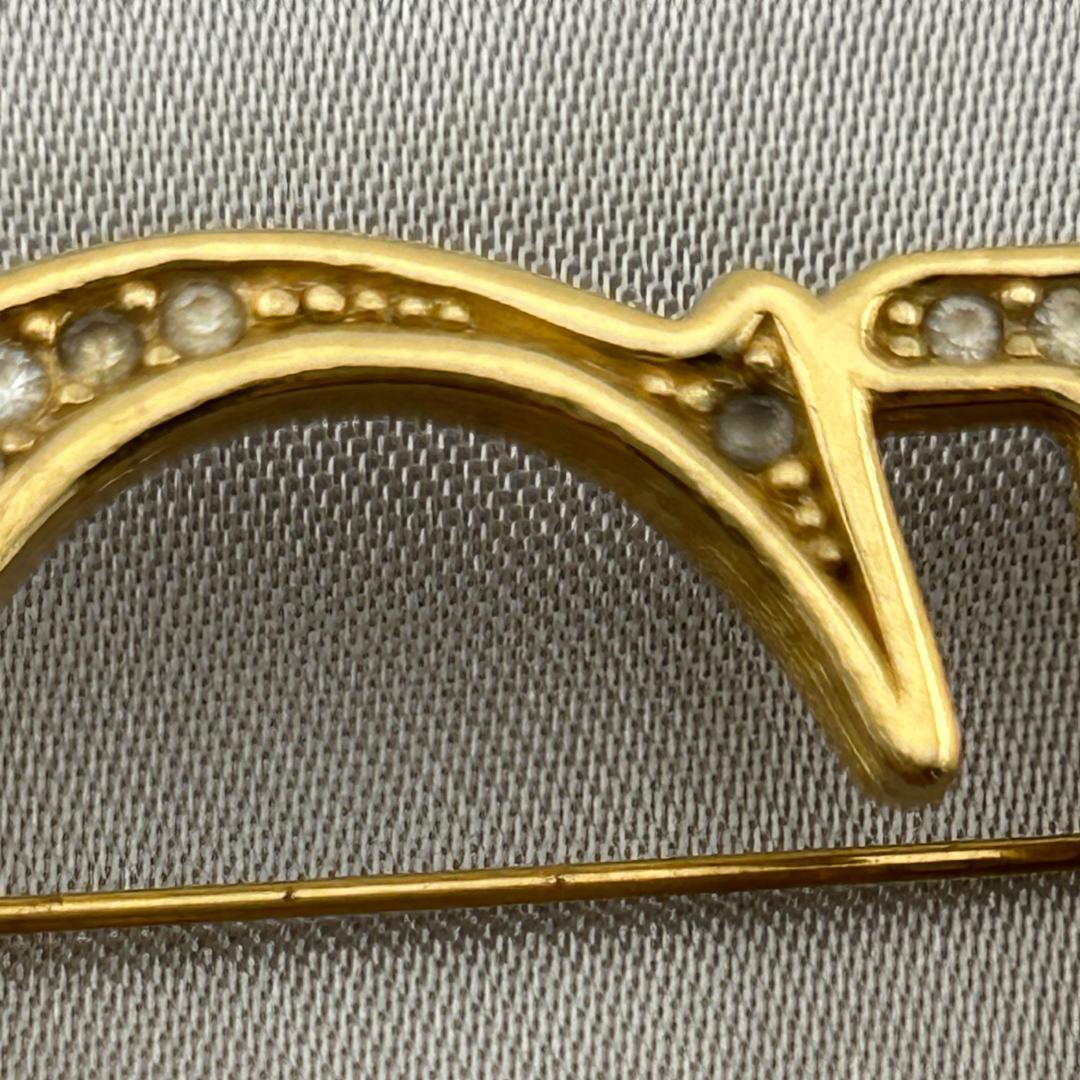 Christian Dior ディオール CDロゴ ラインストーン ブローチ