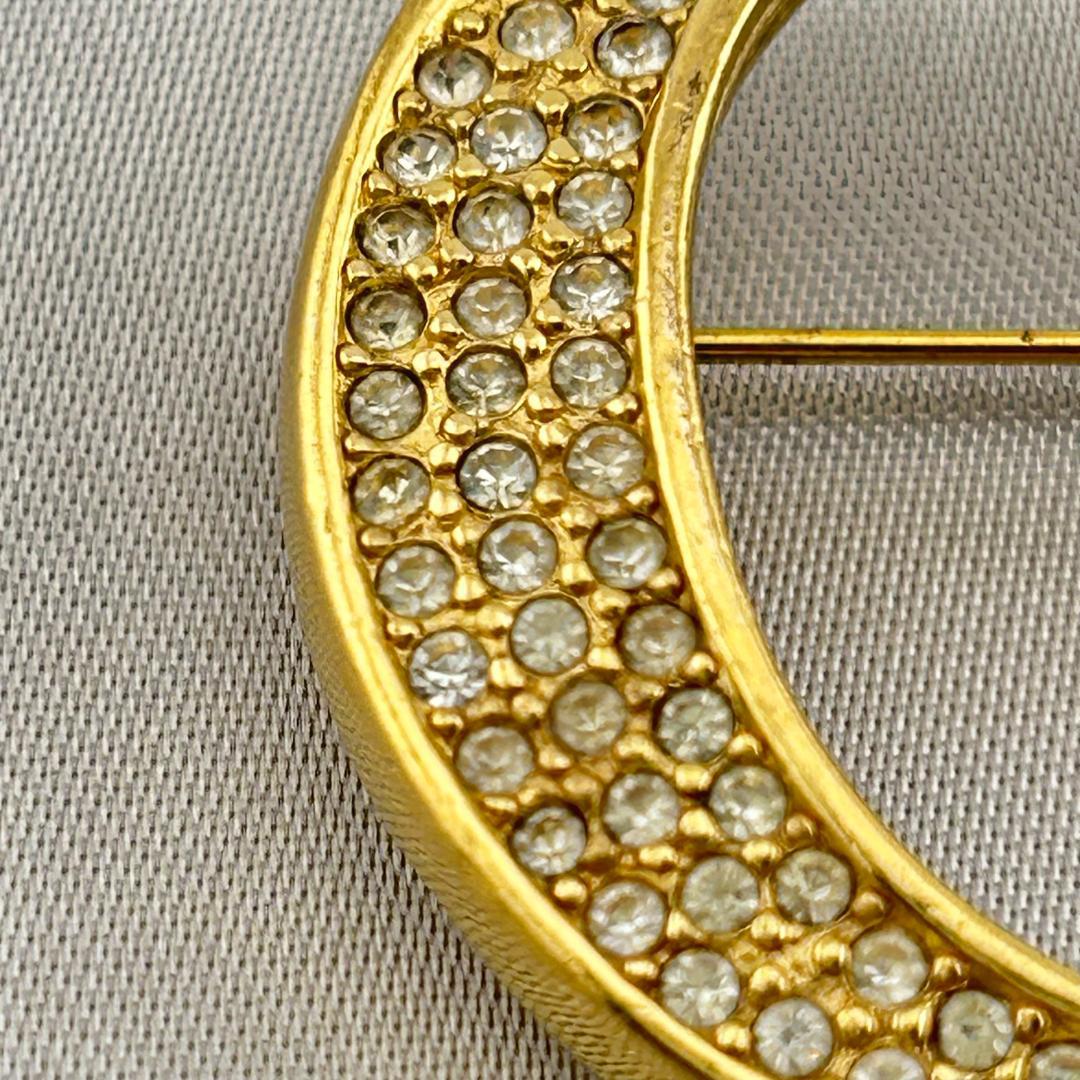 Christian Dior ディオール CDロゴ ラインストーン ブローチ