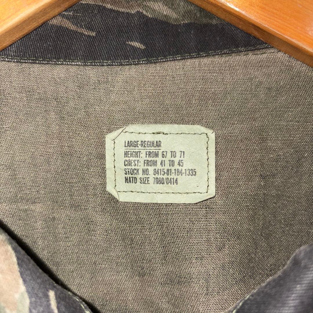 80s ミリタリー　L コンバットジャケット　タイガーストライプ　米軍実物　総柄