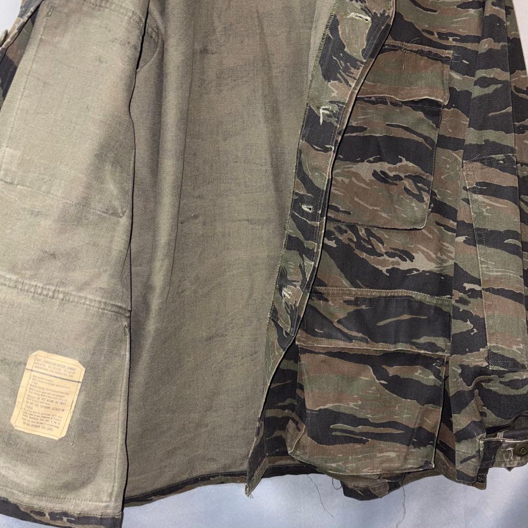 80s ミリタリー　L コンバットジャケット　タイガーストライプ　米軍実物　総柄