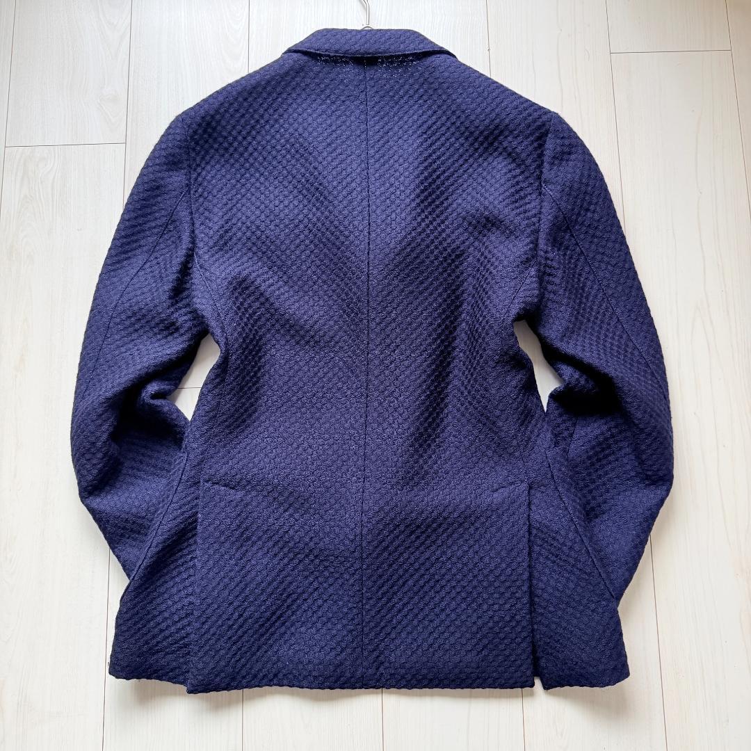 美品✨ラルディーニ　ニットジャケット　ハニカム織　ウール　ブートニエール