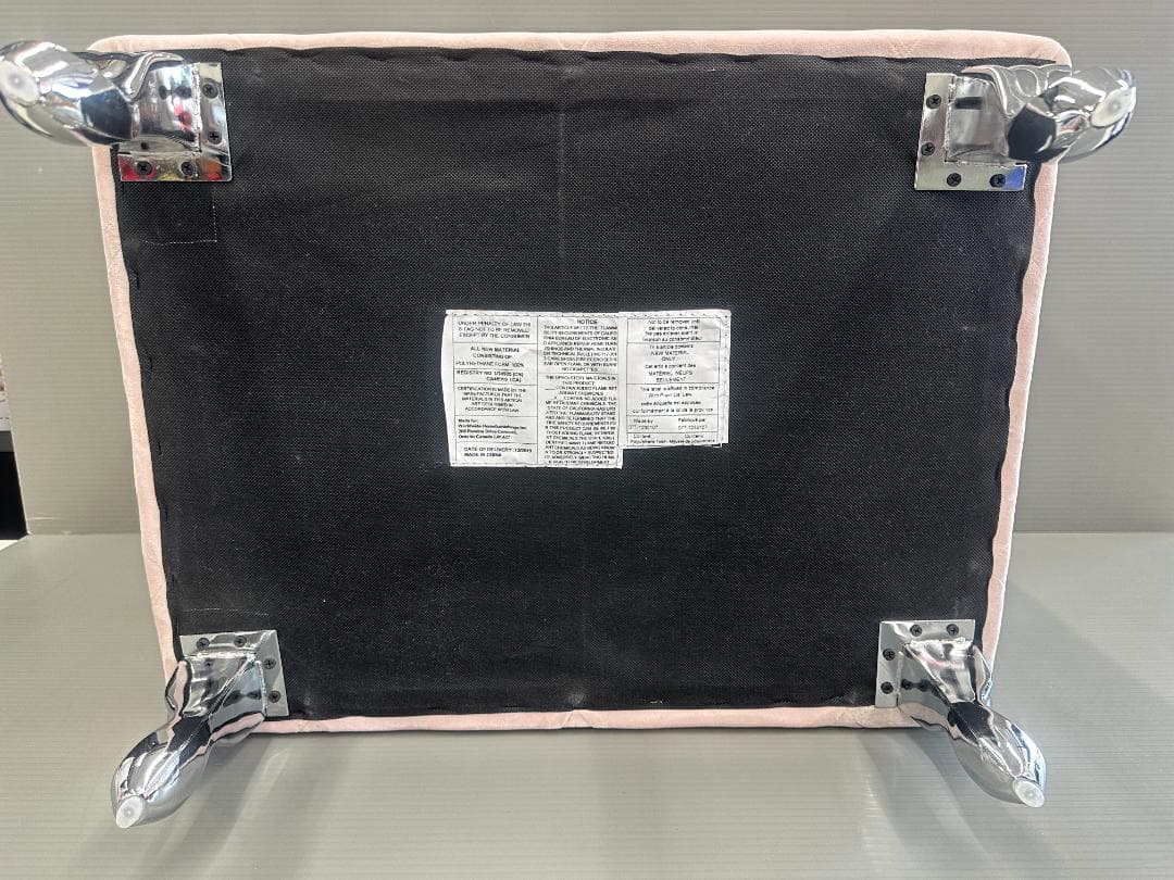 ベルベット＆クリスタルボタン付き オットマン スツール 収納付き ピンク