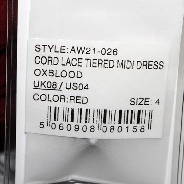 E*様 セルフポートレイト ティアードワンピース コードレース ボルドー UK8