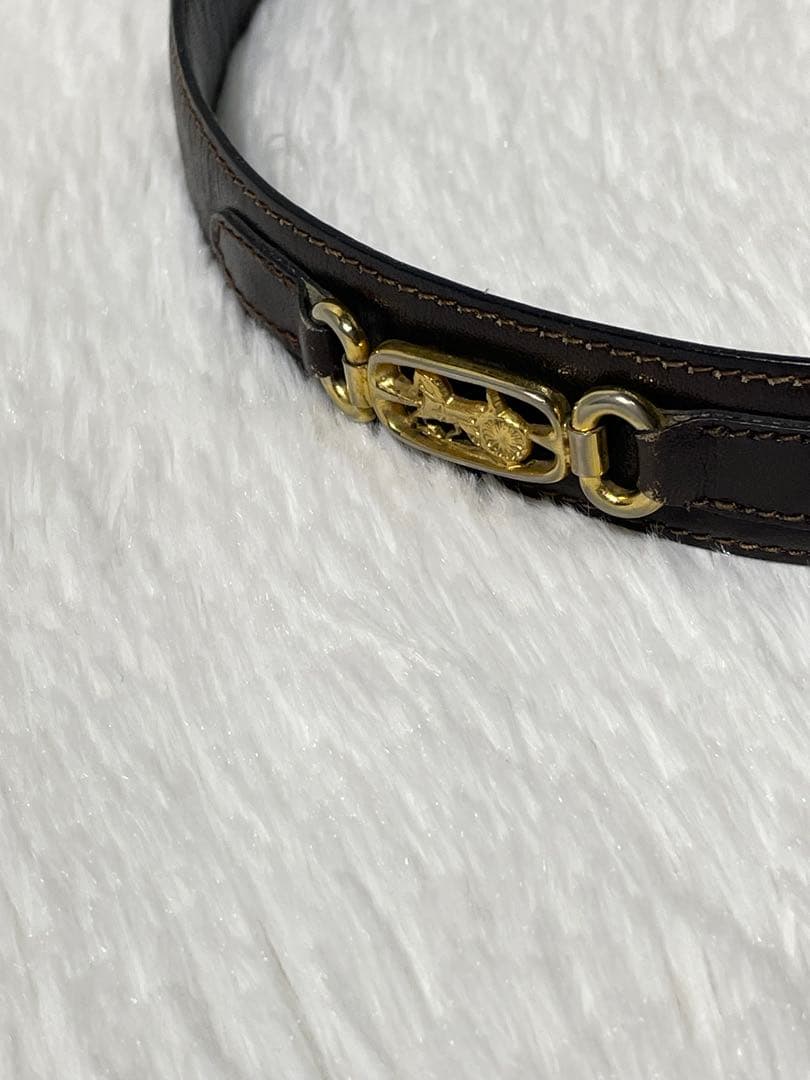 CELINE セリーヌ 本革 レザーベルト ダークブラウン イタリア製