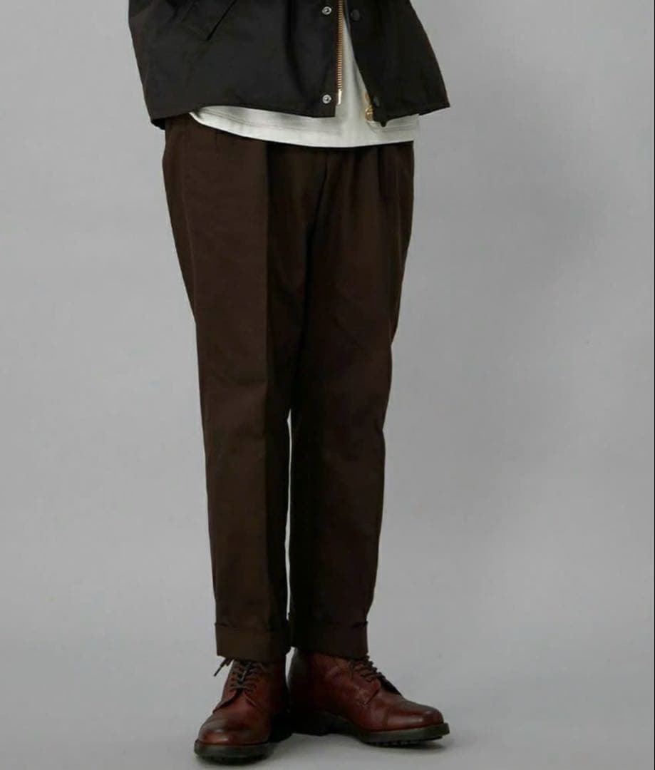 ブリティッシュメイド　オフィサーパンツ　ポーツマス　コットンドリル　ブラウン　L